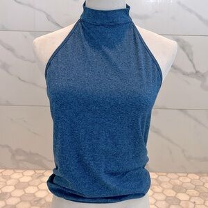 Five Dancewear Blue Heathered That’s A Wrap Halter Open Back Tank Top Size S
